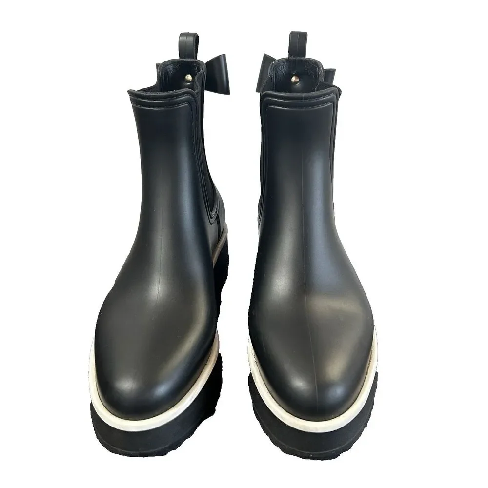 Kate Spade New York Malcolm Rain Boots Womens Booties Black Platform Size US 8 M